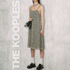THE KOOPLES **NWT** Floral Print Spaghetti Strap Crepe Midi Dress